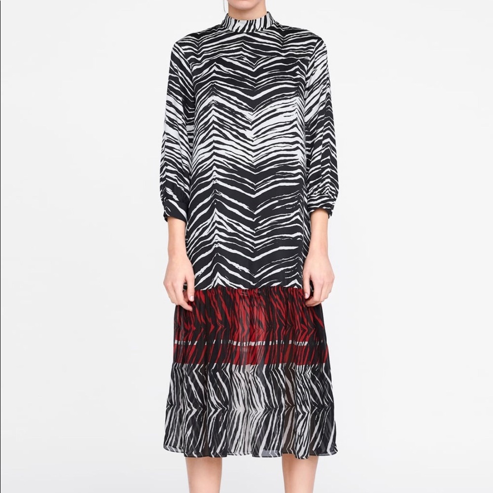 Zara zebra animal print dress med